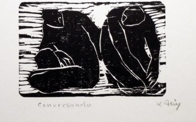 Segunda entrega de miradas: “conversando”, xilografía de katia acín